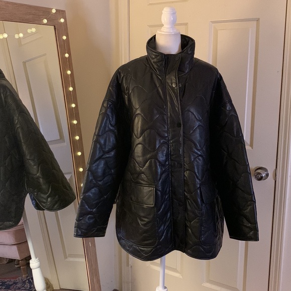 Lamarque Beruka Quilted Leather Jacket Coat Free People - Picture 7 of 17